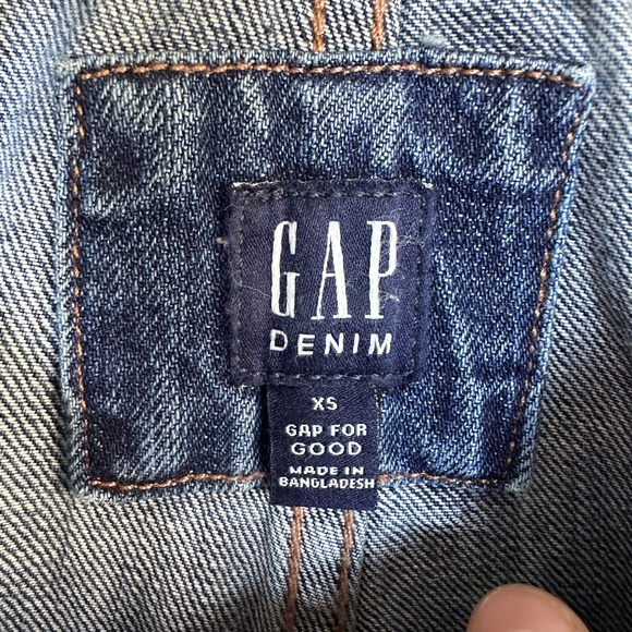 GAP GAP For Good Medium Wash Straight Leg Denim Overalls Sz XS Carpenter Bib - Picture 8 of 8